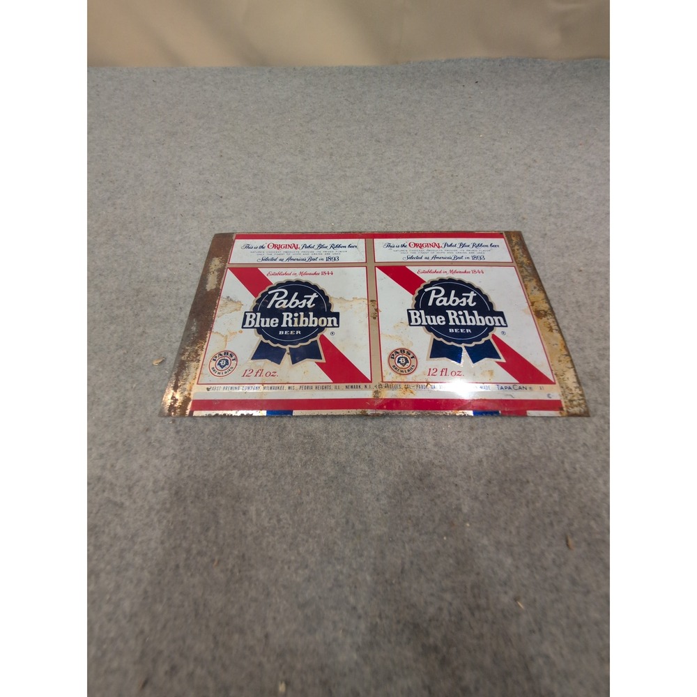 Vintage Pabst Blue Ribbon PBR Uncut Metal Beer Can Label Sheet Milwaukee WI - Picture 2 of 4